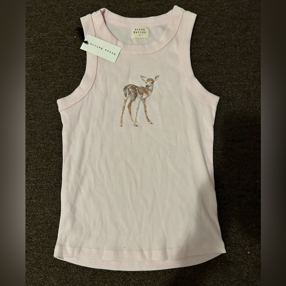 light baby Pink Deer fawn Tank Top coquette